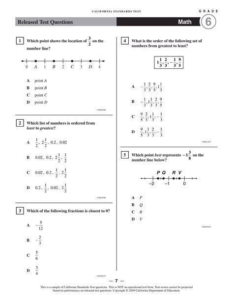 6Th Grade Math Test