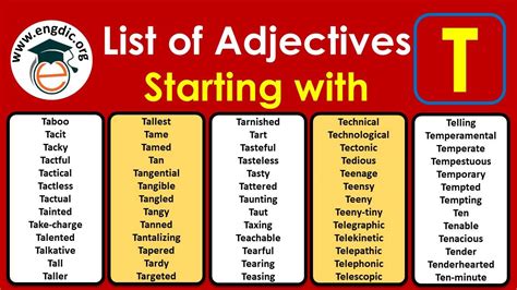 Adjectives In T