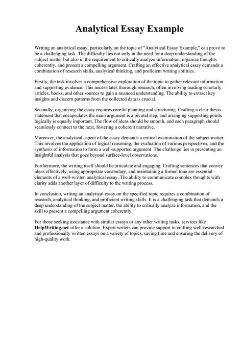 Analytical Essay Example