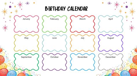 Birthday Calendar Printable