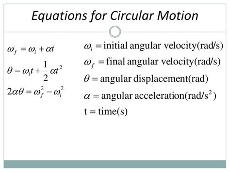 Circular Motion Equations