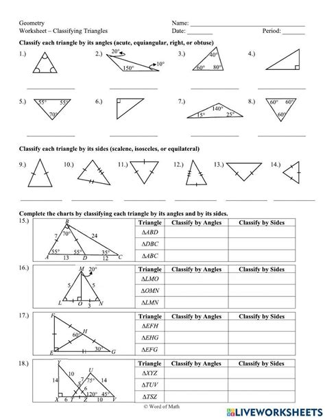 Classifying Triangles Worksheet