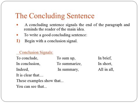 Conclude In Sentence