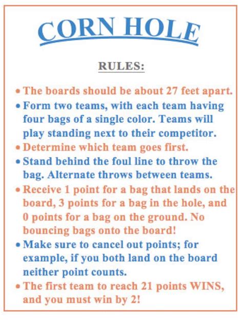 Corn Hole Rules