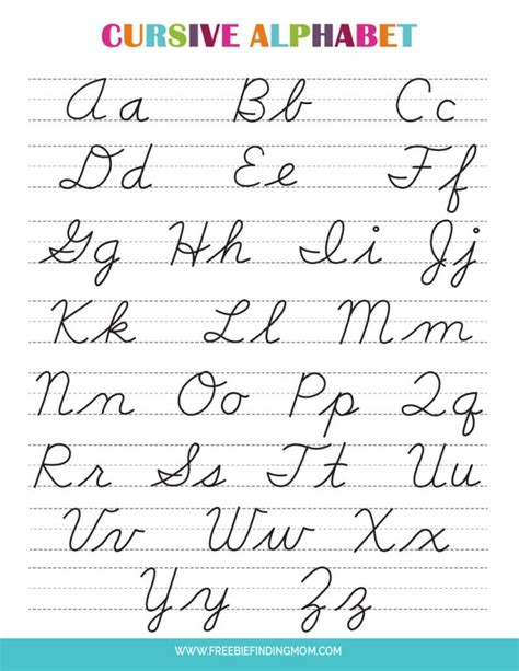 Cursive Alphabet Chart Printable