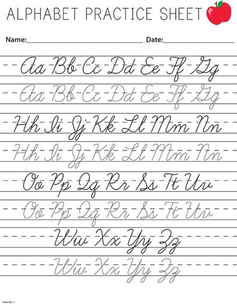Cursive Writing Alphabet Worksheets