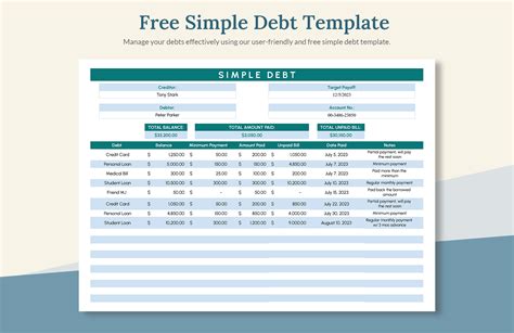 Debt Schedule Template