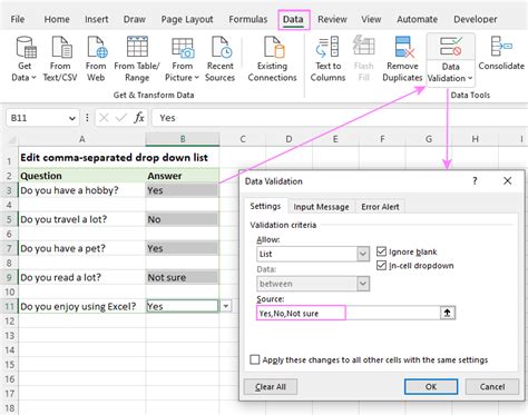 Editing Dropdown List In Excel