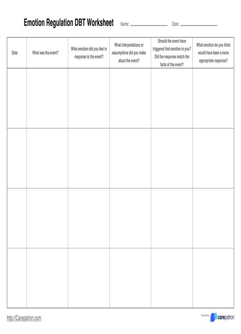 Emotional Regulation Worksheets