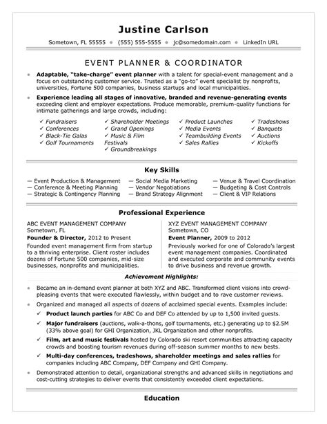 Event Coordinator Resume