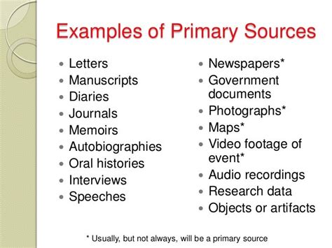 Examples Of Primary Sources