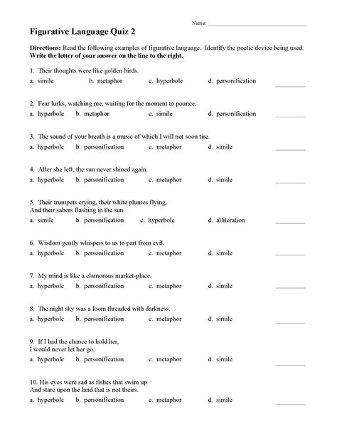 Figurative Language Worksheets