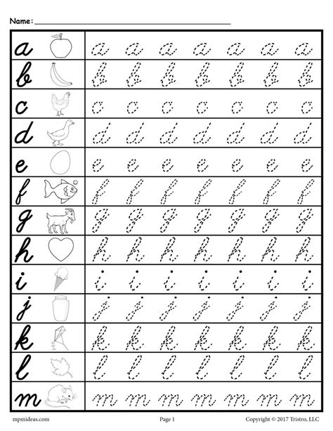 Free Cursive Worksheets