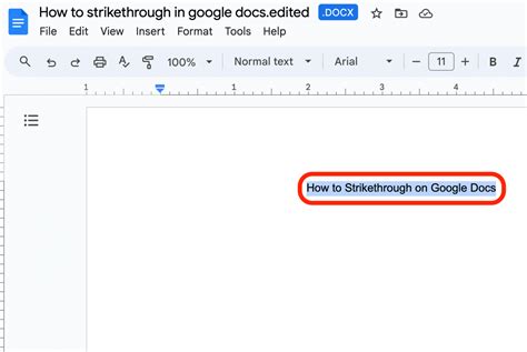 Google Docs Strikeout