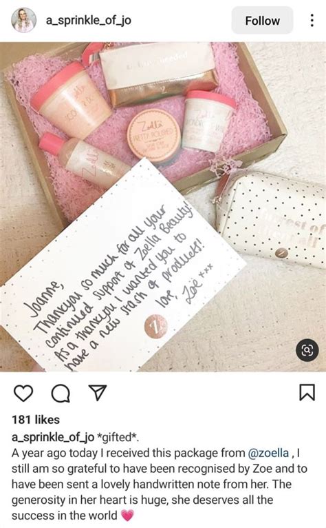 Influencer Gift Note Example