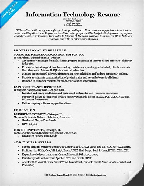 Information Technology Resume