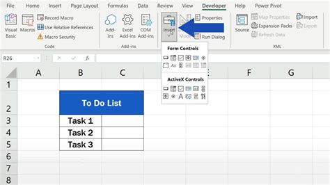 Insert Checkbox In Excel