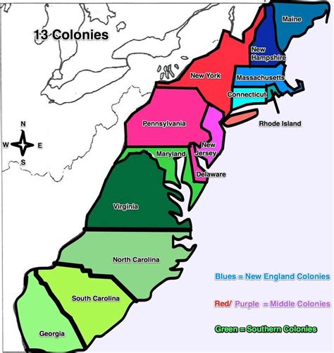 Labeled Map 13 Colonies