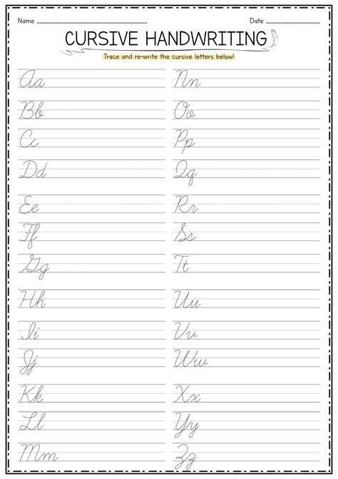 Learning Cursive Worksheets