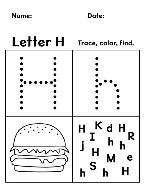 Letter H Worksheets