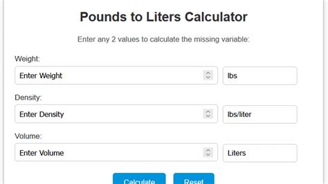 Liters To Pounds