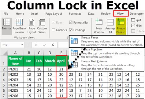 Lock Column Excel