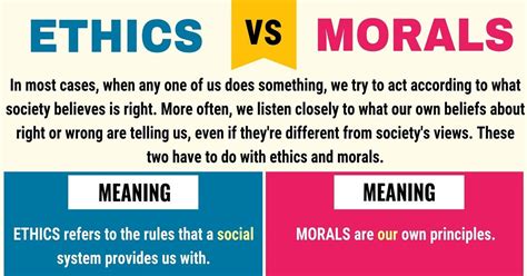 Morals Vs Ethics