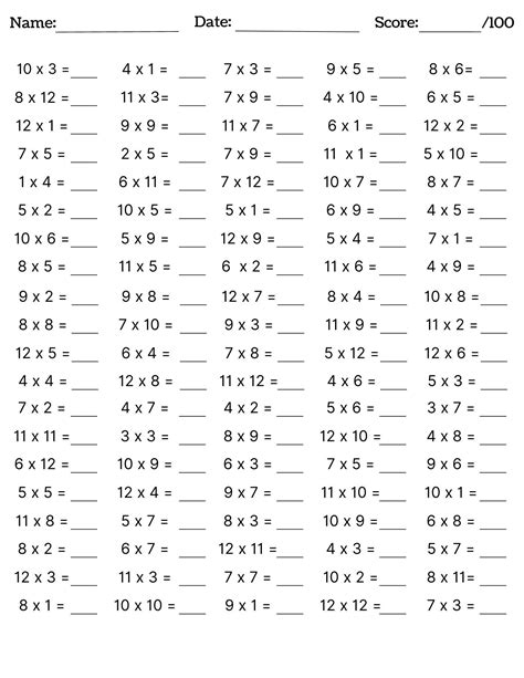 Multiplication Practice Sheets Printable