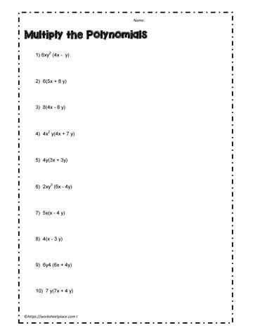 Multiply Polynomials Worksheet