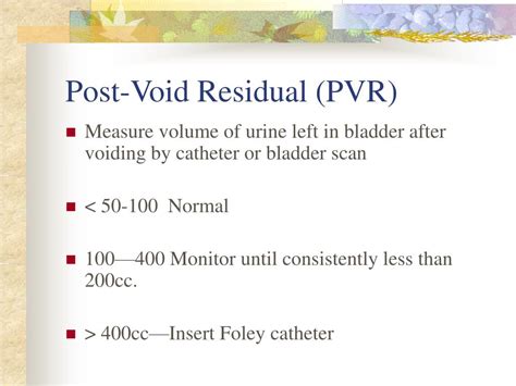 Normal Post Void Residual