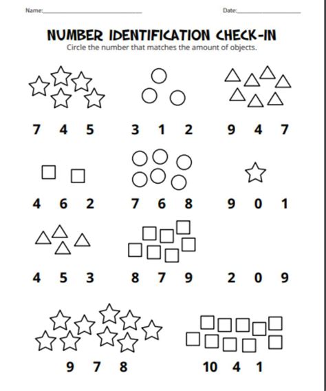 Number Identification Worksheets
