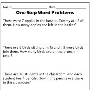 One Step Word Problems
