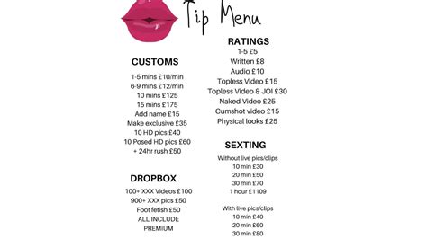 Onlyfans Pricing Menu