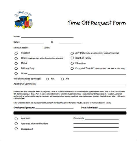 Paid Time Off Request Form
