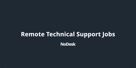 Remote Technical Support Jobs