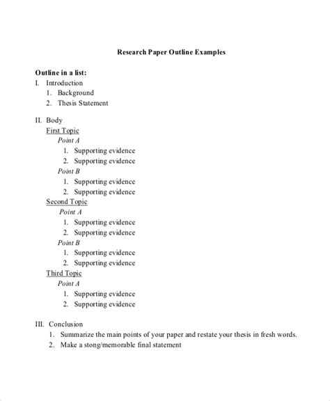 Sample Research Paper Outline