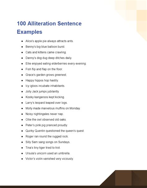 Sentences Using Alliteration