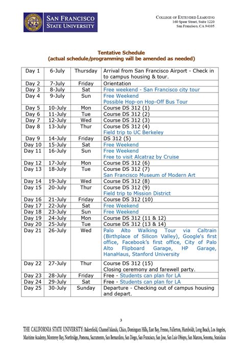Sfsu Course Schedule