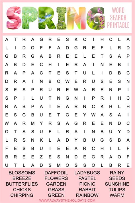 Springtime Word Search
