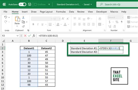 Standard Deviation In Excel