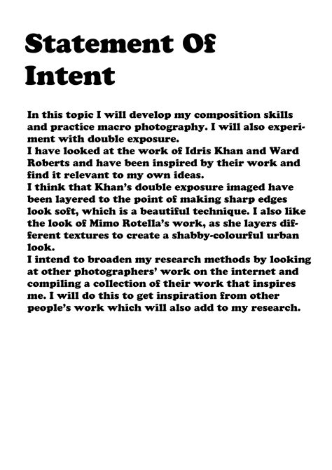 Statement Of Intent