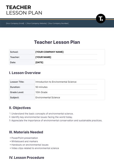 Teacher Lesson Plan Template
