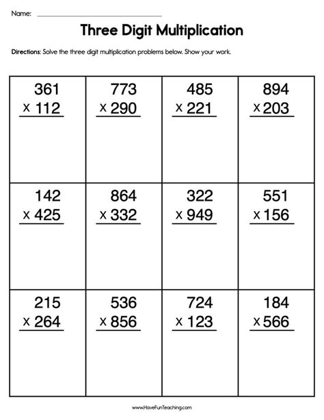 Three Digit Multiplication