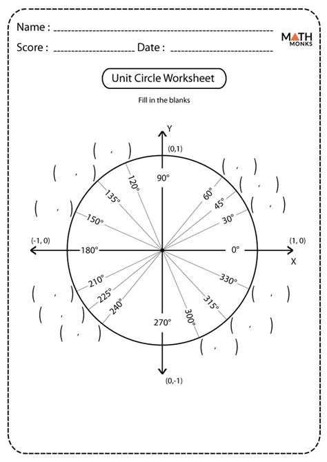 Unit Circle Worksheet