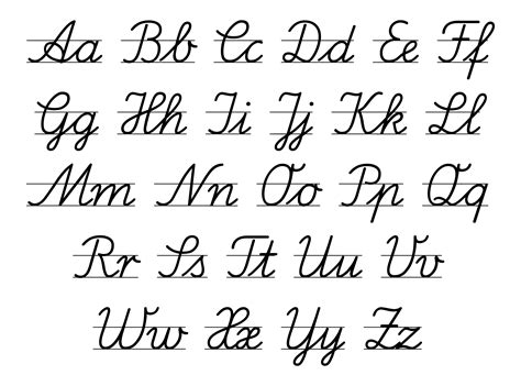 Uppercase Alphabet In Cursive