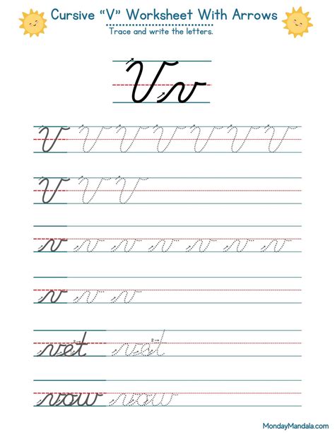 V In Cursive
