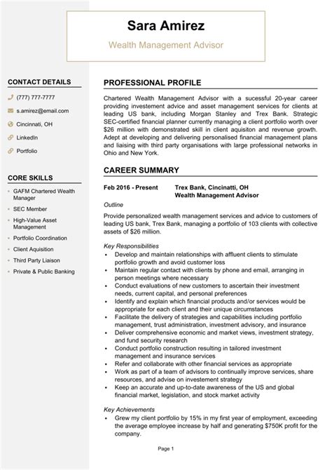 Wealth Management Resume Keywords