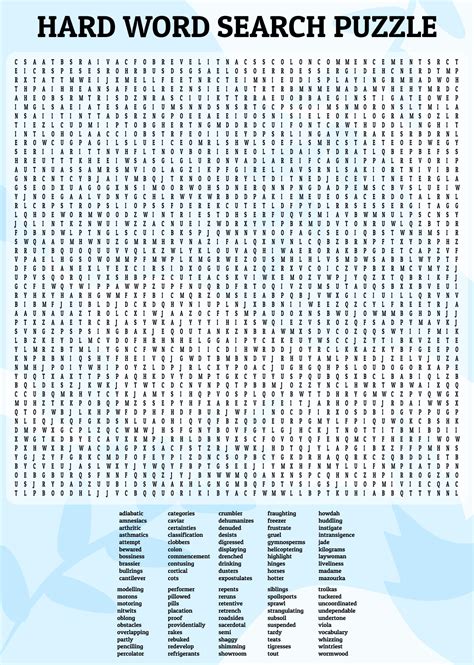 Word Search Printable Difficult